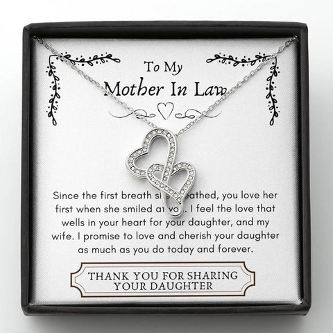 Lurve™ Mother In Law - First Breath, Cherish Your Daughter Double Hearts Necklace