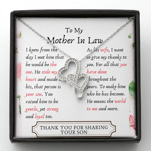 Lurve™ Mother In Law - Stole My Heart, Your Son Double Hearts Necklace