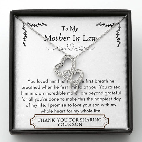 Lurve™ Mother In Law - Incredible Man, Beyond Grateful Double Hearts Necklace