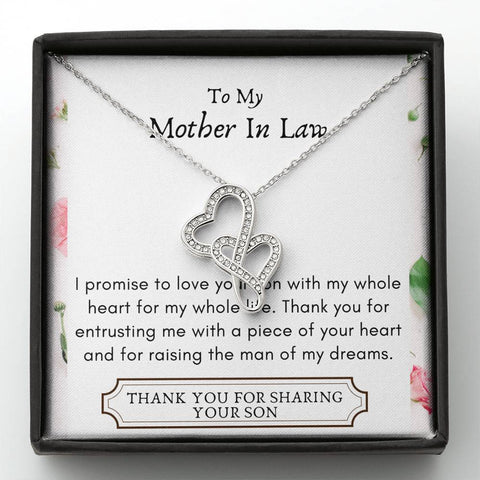 Lurve™ Mother In Law - Your Son, Whole Heart Double Hearts Necklace