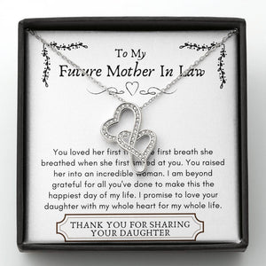 Lurve™ Future Mother In Law - Incredible Woman, Beyond Grateful Double Hearts Necklace