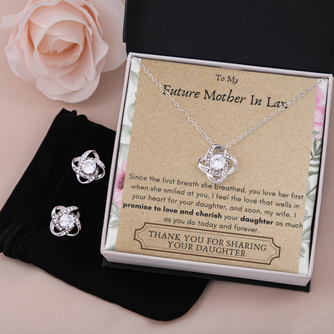 Lurve™ Promise, Love, Cherish, Daughter Love Knot Earring & Necklace Set
