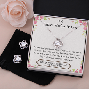 Lurve™ Means The World, Your Daughter Love Knot Earring & Necklace Set
