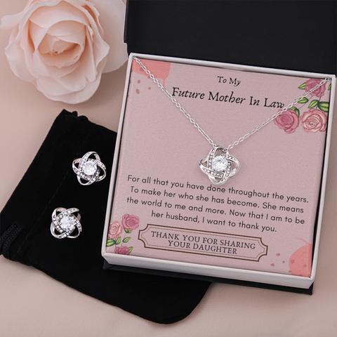 Lurve™ Means The World, Your Daughter Love Knot Earring & Necklace Set