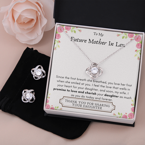 Lurve™ Promise, Love, Cherish, Daughter Love Knot Earring & Necklace Set