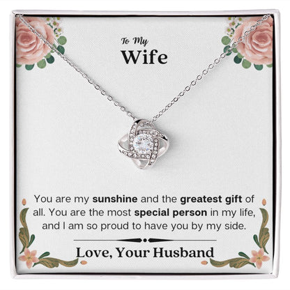 Lurve™ Wife - Sunshine, Greatest Gift, Special Person Love Knot Necklace