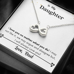 Lurve™ Daughter - Love You No Matter What You Do Infinity Hearts Necklace