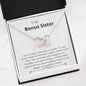Bonus Sister - Lucky,Cherish, Wnderful Friend Interlocking Hearts Necklace Mahogany