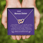 Bonus Sister - Lucky,Cherish, Wnderful Friend Interlocking Hearts Necklace Mahogany