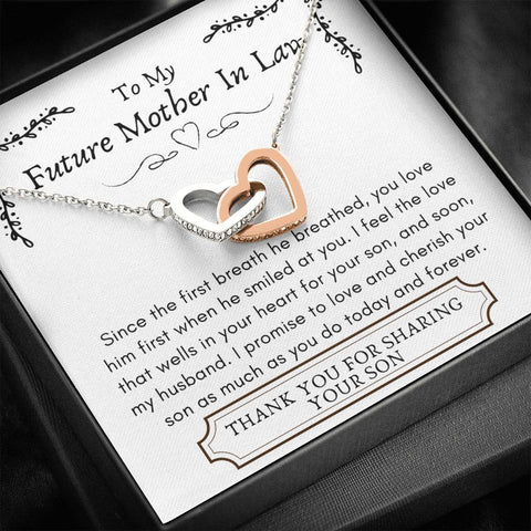 Lurve™ Future Mother In Law - First Breath, Cherish Your Son Interlocking Hearts Necklace