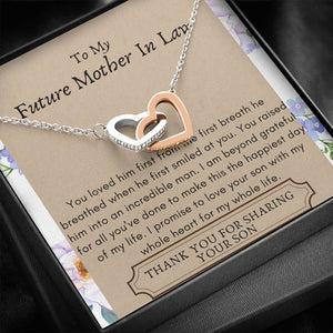 Lurve™ Future Mother In Law - Incredible Man, Beyond Grateful Interlocking Hearts Necklace