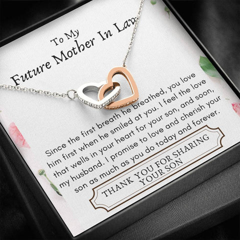 Lurve™ Future Mother In Law - First Breath, Cherish Him Interlocking Hearts Necklace