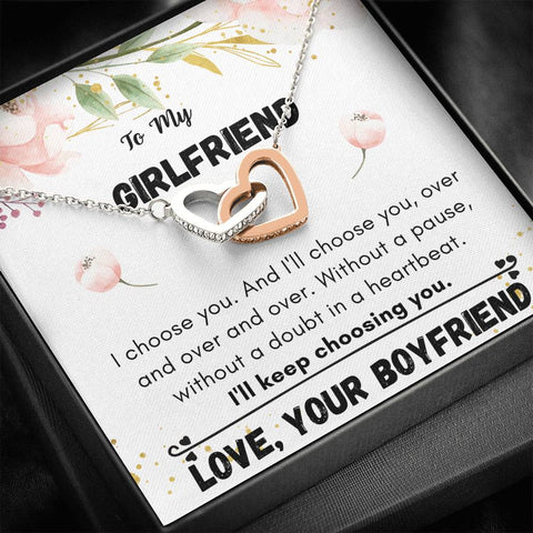 Lurve™ Girlfriend - I'll Keep Choosing You Interlocking Hearts Necklace