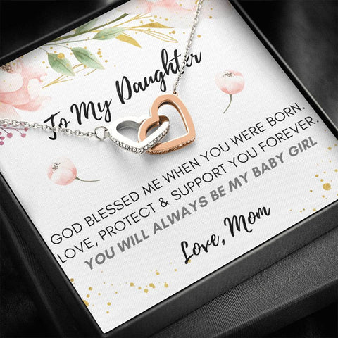 Lurve™ To My Daughter - God Blessed Me Interlocking Hearts Necklace