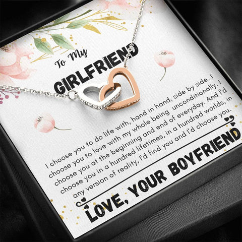 Lurve™ GIrlfriend - Choose You To Do Life With Interlocking Hearts Necklace