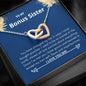Bonus Sister - Changed, Grown, Learned Interlocking Hearts Necklace Mahogany