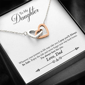 Lurve™ To Daughter - I Pray You'll Always Be Safe Interlocking Hearts Necklace