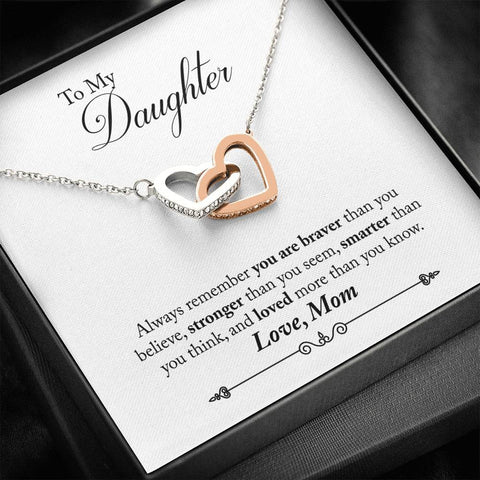 Lurve™ To Daughter - You Are Braver Interlocking Hearts Necklace