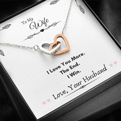 Lurve™ Wife - I Love You More Interlocking Hearts Necklace Mahogany