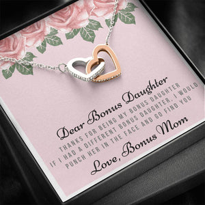 Lurve™ Thanks My Bonus Daughter, Love Bonus Mom Interlocking Hearts Necklace