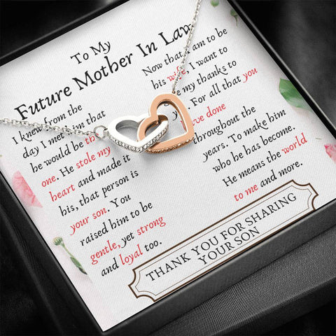 Lurve™ Future Mother In Law - Stole My Heart, Your Son Interlocking Hearts Necklace