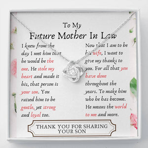 Lurve™ Future Mother In Law - Stole My Heart, Your Son Love Knot Necklace