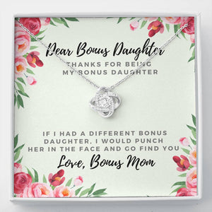 Lurve™ Thanks My Bonus Daughter, Love Bonus Mom Love Knot Necklace
