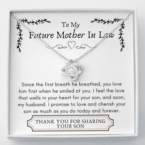 Lurve™ Future Mother In Law - First Breath, Cherish Your Son Love Knot Necklace
