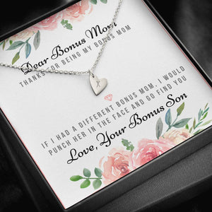 Lurve™ Thanks My Bonus Mom, Love Bonus Son Sweetest Heart Necklace