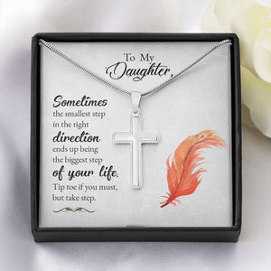 Lurve™ To My Daughter-Sometimes The Smallest Step Cross Necklace
