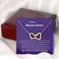 Bonus Sister - Lucky,Cherish, Wnderful Friend Interlocking Hearts Necklace Mahogany