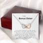 Bonus Sister - Lucky,Cherish, Wnderful Friend Interlocking Hearts Necklace Mahogany