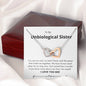Unbiological Sister - Rock, Piece, Holds Together Interlocking Hearts Necklace Mahogany