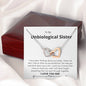 Unbiological Sister - Miss You, Love You Interlocking Hearts Necklace Mahogany