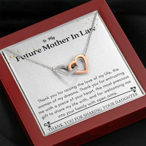 Future Mother In Law - Raising Love of My Life Interlocking Hearts Necklace Mahogany Only
