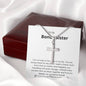 Bonus Sister - Lucky,Cherish, Wnderful Friend Cross Necklace