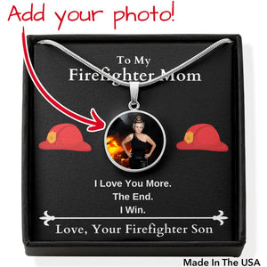 Lurve™ Photo Personalized Firefighter Mom - Love You More Necklace