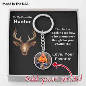 Lurve™ Personalized Hunter Dad - Your Daughter Circle Photo Keychain